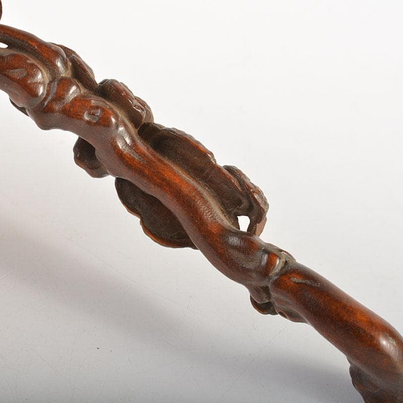 中国　唐木紫檀彫刻　霊芝　如意　C　6708E