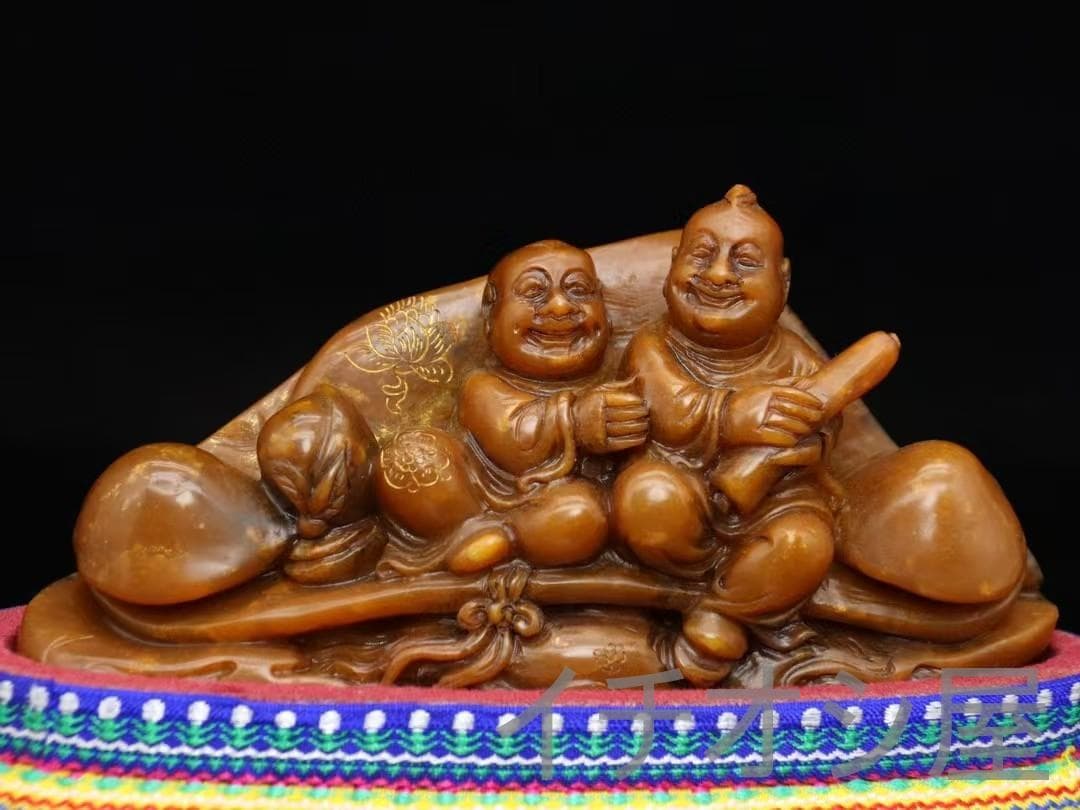 旧蔵珍品 石如刻 丁亥年銘 田黄石彫刻 人物印章材 蘿蔔紋 書道 篆刻 文房置物