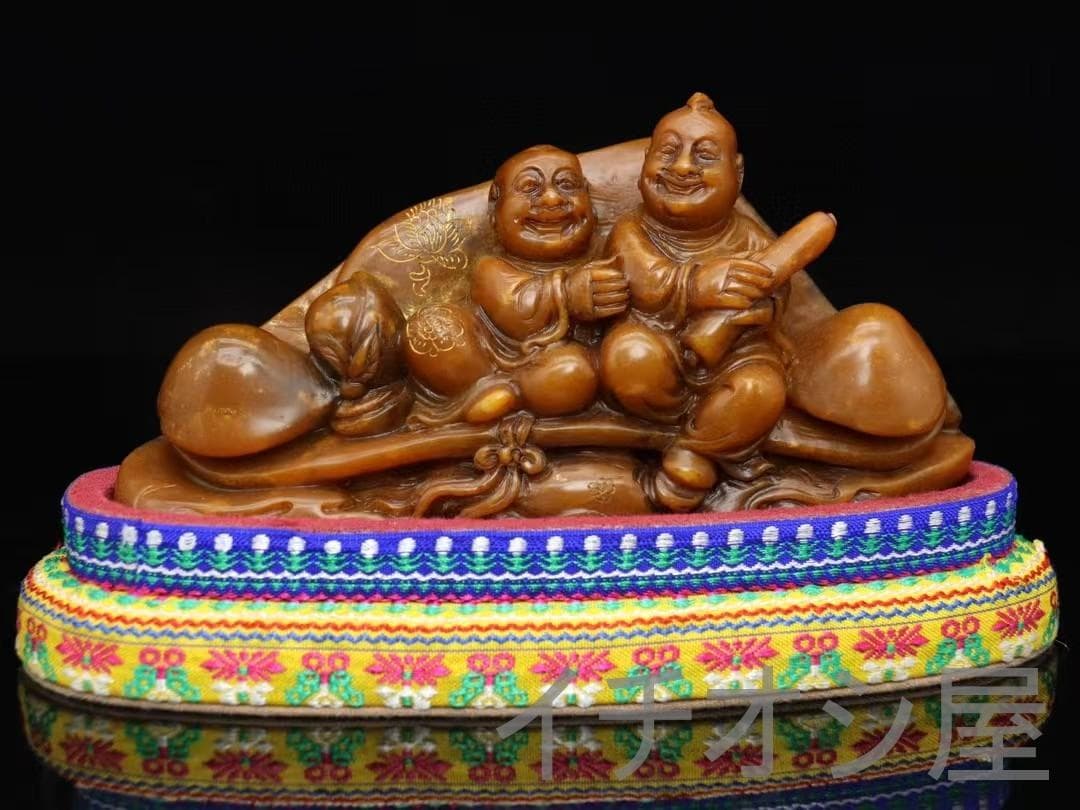 旧蔵珍品 石如刻 丁亥年銘 田黄石彫刻 人物印章材 蘿蔔紋 書道 篆刻 文房置物