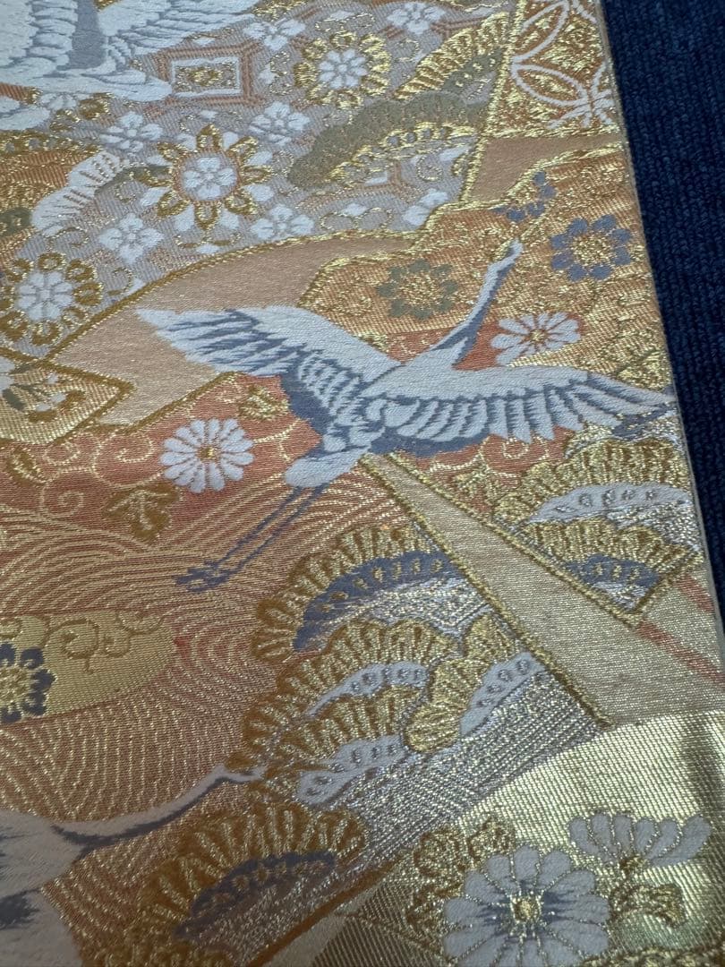 1935 袋帯 古代彫金紋  西陣織   金糸　高級上質上品　約440cm未使用