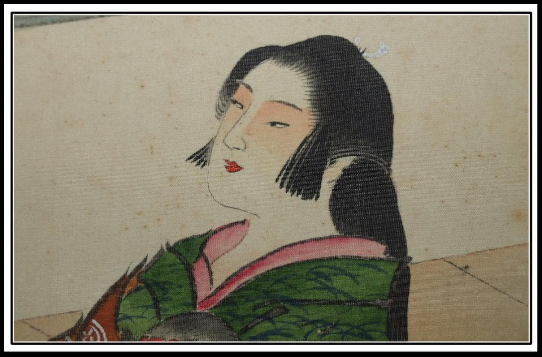 骨董市仕入れ品　日本　時代肉筆掛け軸　※激安骨董品中国、 X861C16-6