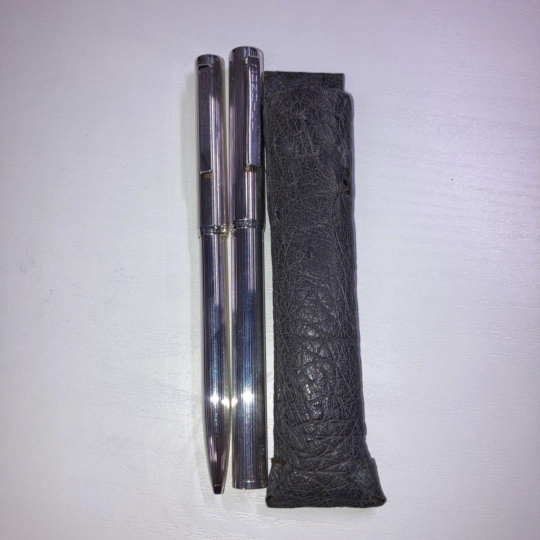 ダンヒル シルバー 万年筆 ボールペン セット ケース付き