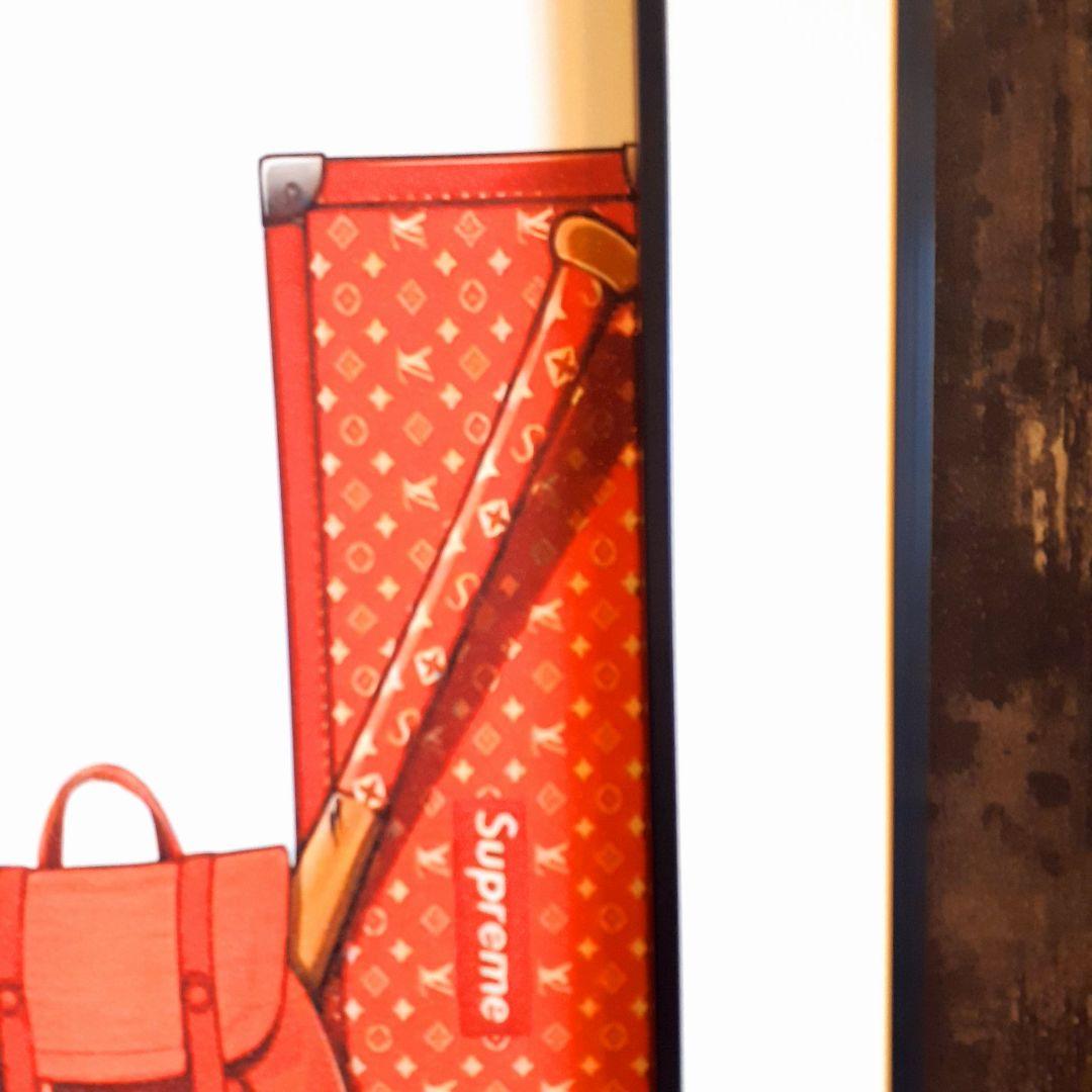 スケボーフィギア付　Louis Vuitton　Supreme　3Dアートパネル