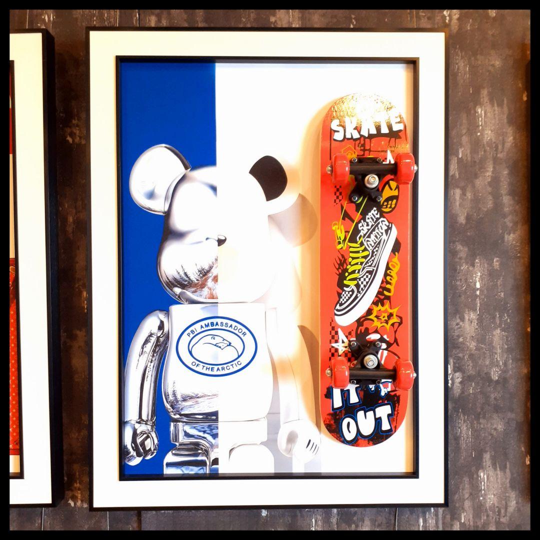 スケボーフィギア付　Louis Vuitton　Supreme　3Dアートパネル