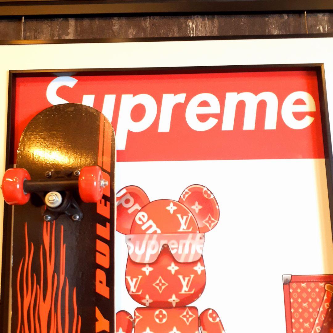 スケボーフィギア付　Louis Vuitton　Supreme　3Dアートパネル
