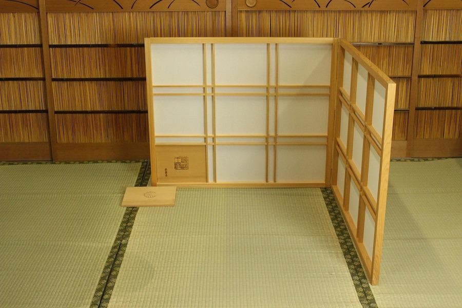 茶道具 風炉先屏風 障子 嵯峨 大覚寺 間仕切り 衝立(A468)