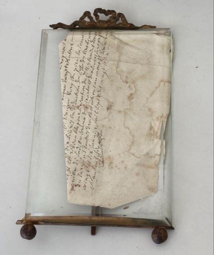 アンティーク雑貨 Old French glass ribbon frame.