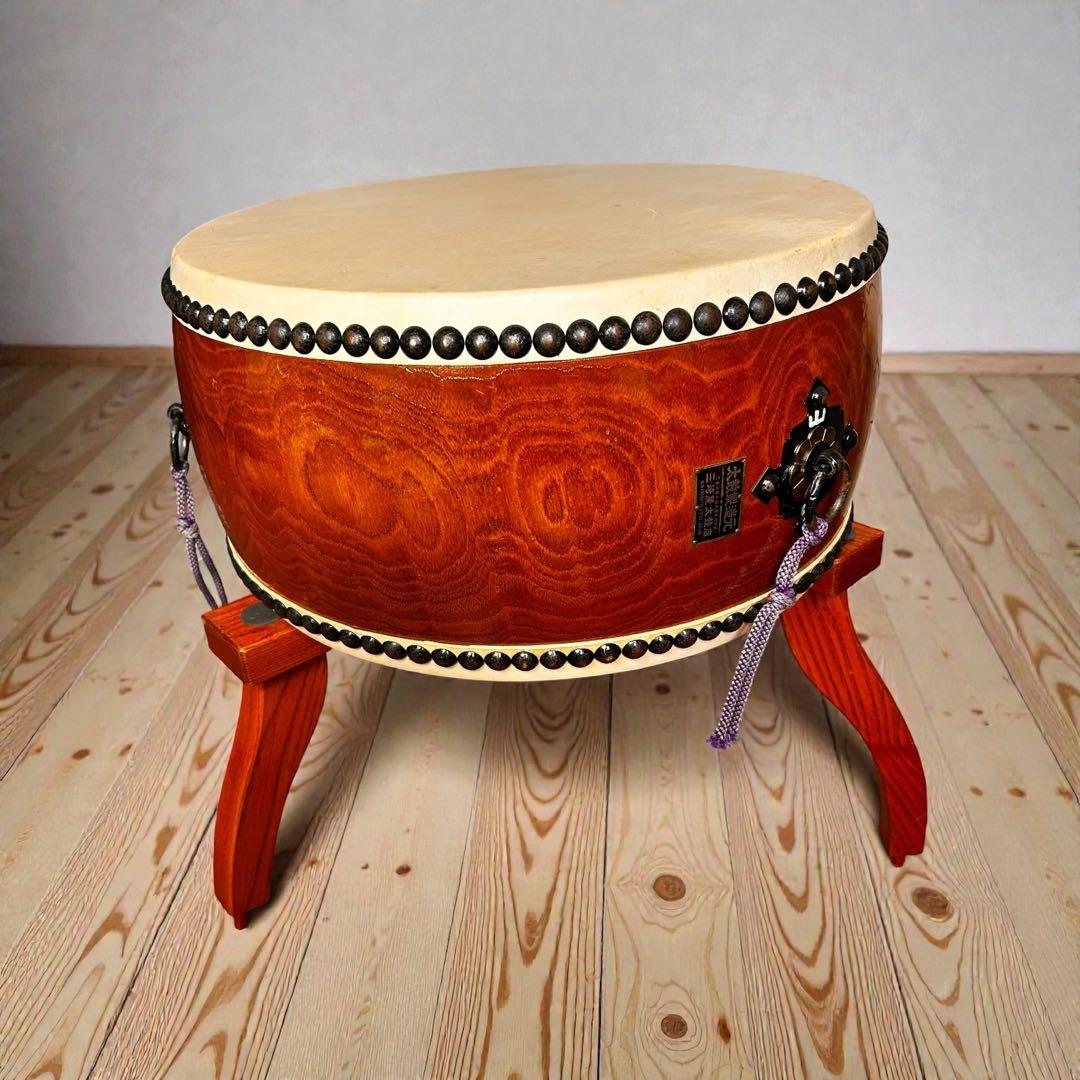 美品✨台座付き・バチ6本セット❣️三崎屋太鼓店 本格和太鼓 太鼓 和楽器 40cm