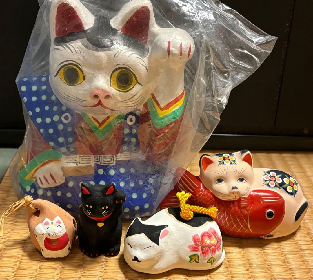 郷土玩具　まねきねこ　招き猫　5点セット