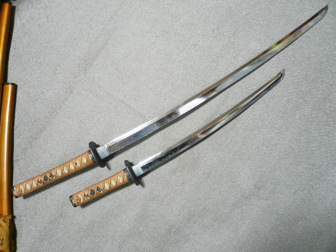 模造刀 日本刀 大小2本 金茶 富士 龍 大刀 脇差