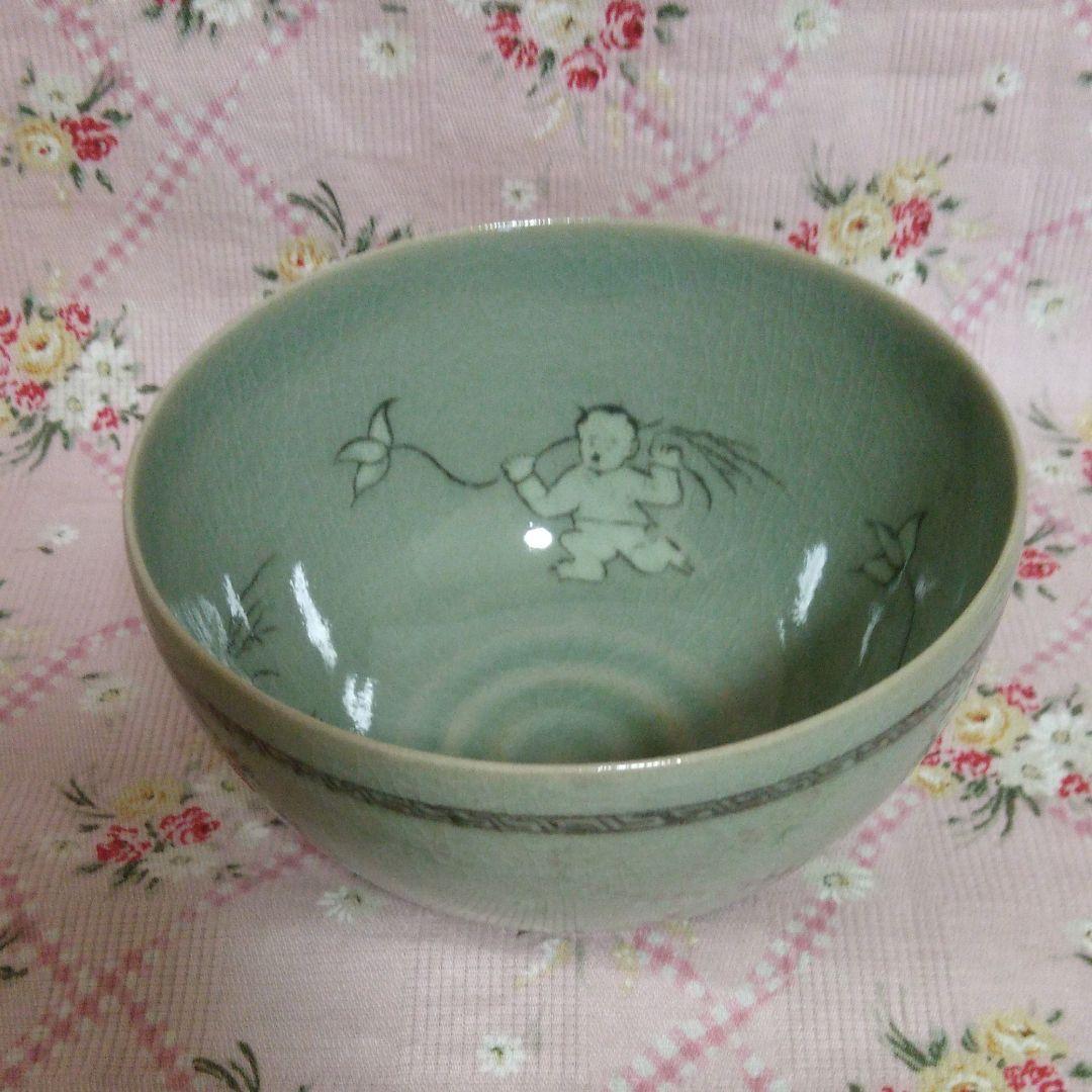 抹茶茶碗 青磁 柳海剛 童子