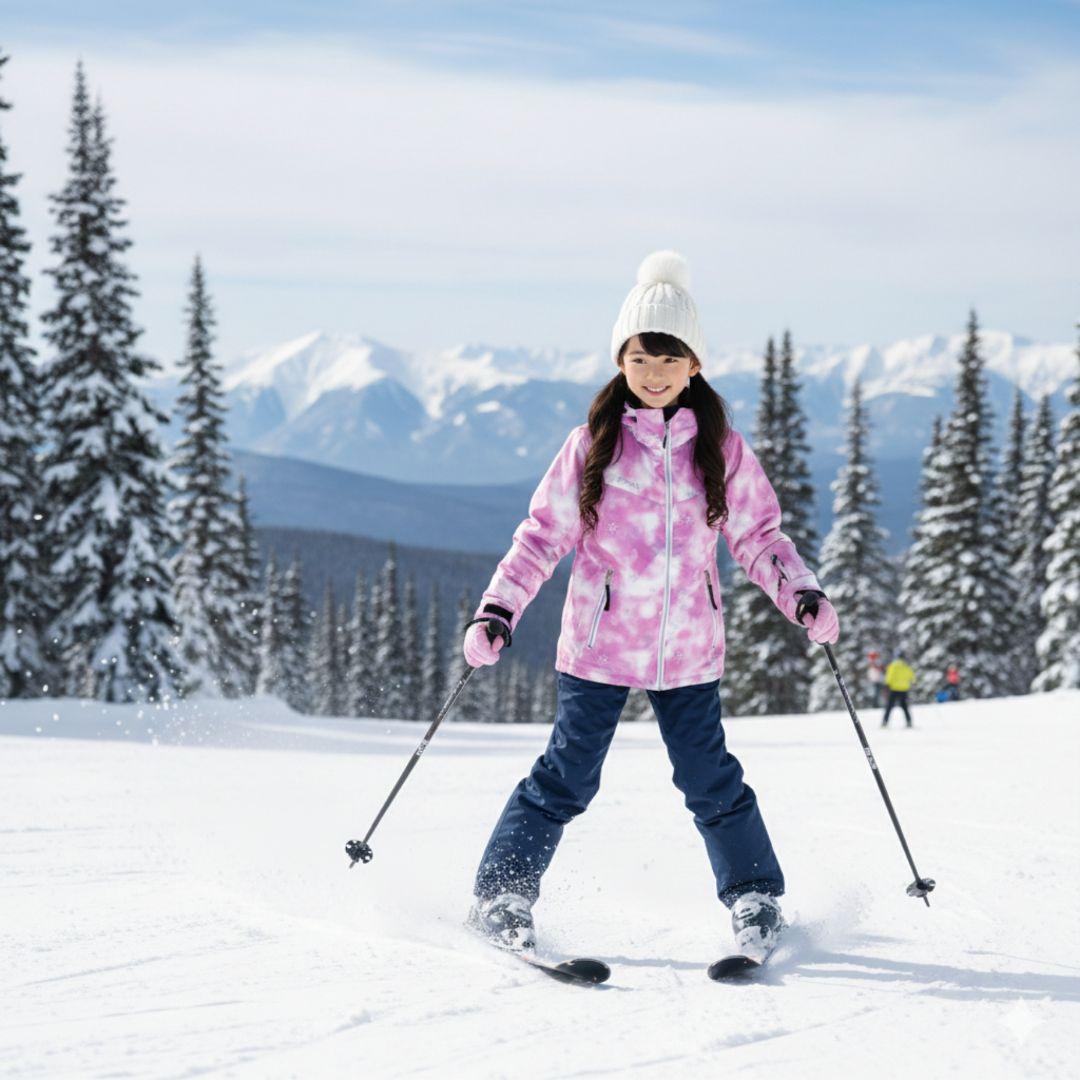 【極美品】Phenix スキーウェア 女の子 150 140 ピンク×紺 結晶柄