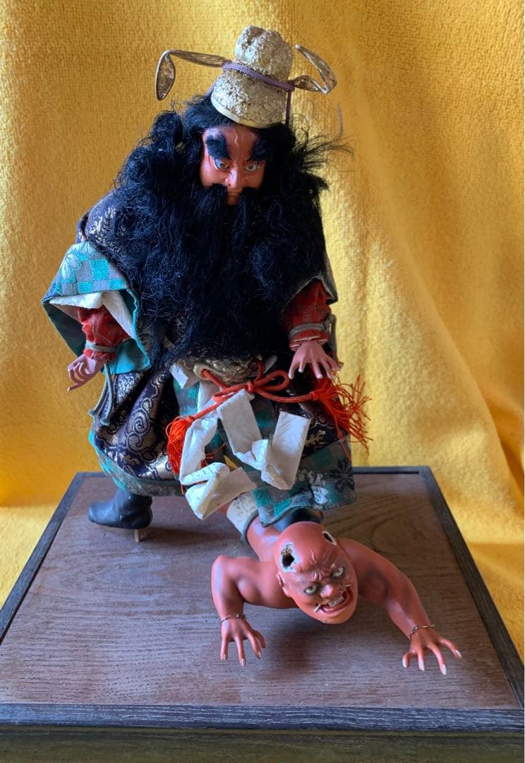 明治中期 精緻 鬼潰鍾馗人形 極上 拾號30cm 貴重なアンティーク　箱入り