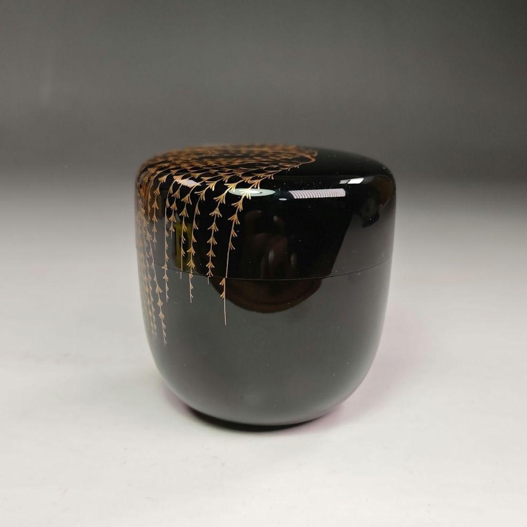 イ597 棗『景斎作』『芽柳　蒔絵　棗　共箱』茶道具