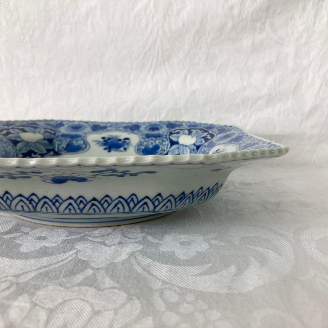 希少 伊万里 染付角皿 太明成化年製 大皿 骨董品 時代物