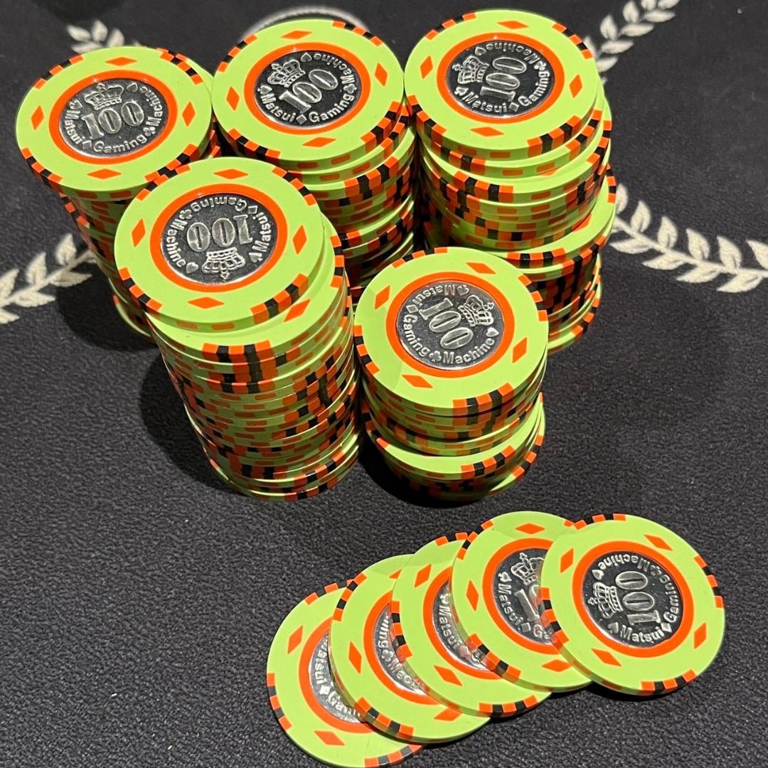 23 MGM社正規品 カジノチップ 98枚 100$ ポーカーチップ  H26年