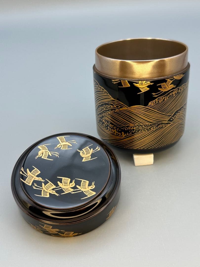 茶道具棗　辻石斎　波に千鳥　薬器