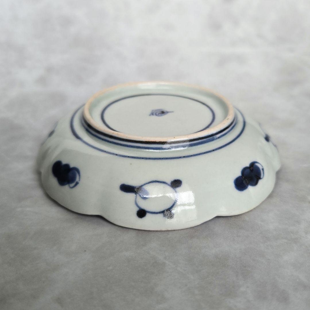 古伊万里　染付　小皿　なすび　豆皿　ナス　江戸時代　アンティーク　金継ぎ　金直し