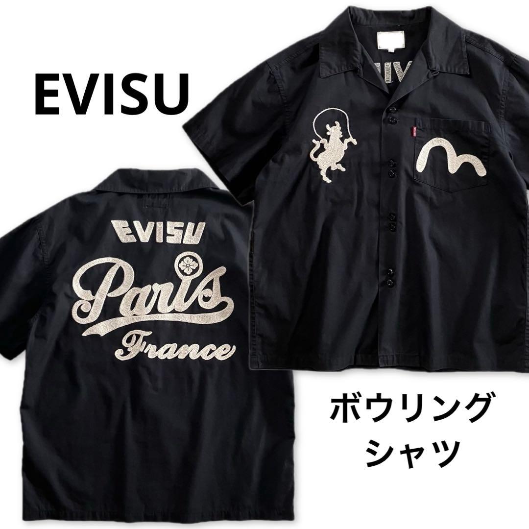 レア美品✨オープンカラー エヴィス 開衿 ボウリングシャツ 半袖 刺繍