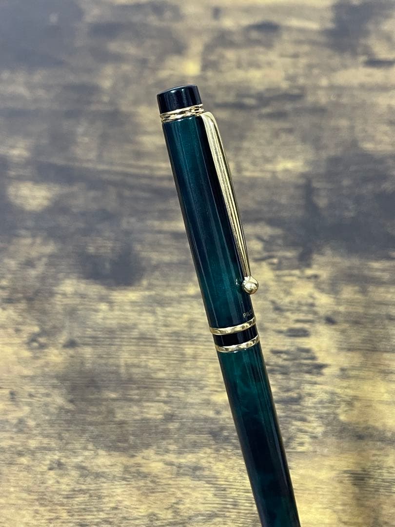 試筆のみ　1995年製　旧型　グランセ　14金　細字　グリーン　マーブル　万年筆