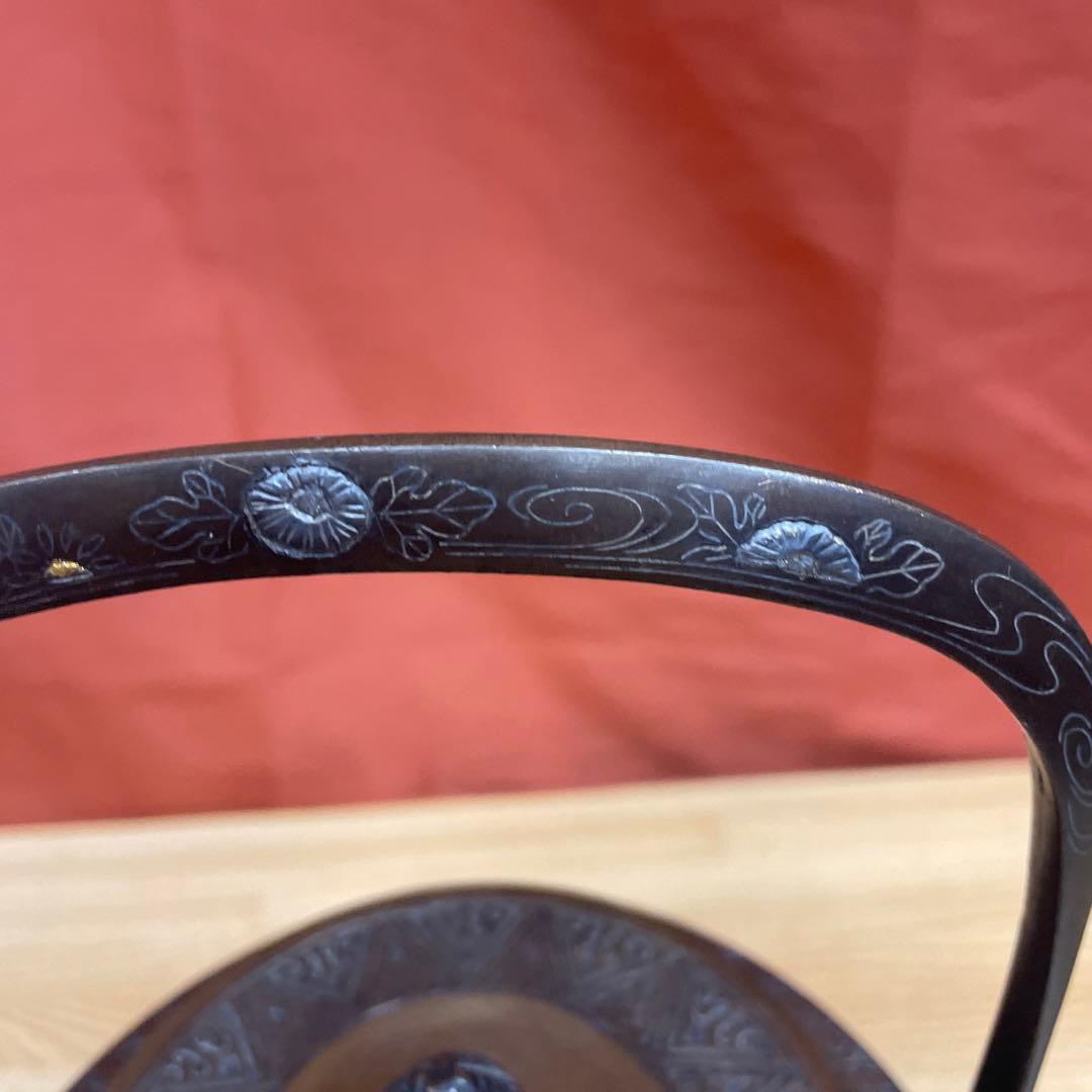 唐金 銅製 銅器 獣口 象嵌 銅瓶 水次 水差し