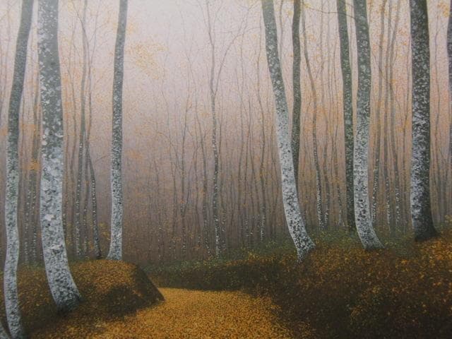 佐々木裕而、【秋聲】、希少な額装用画集より、新品額装付、状態良好