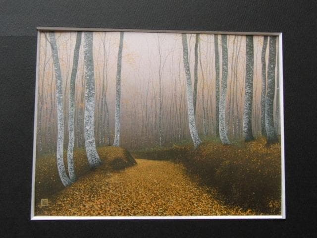 佐々木裕而、【秋聲】、希少な額装用画集より、新品額装付、状態良好