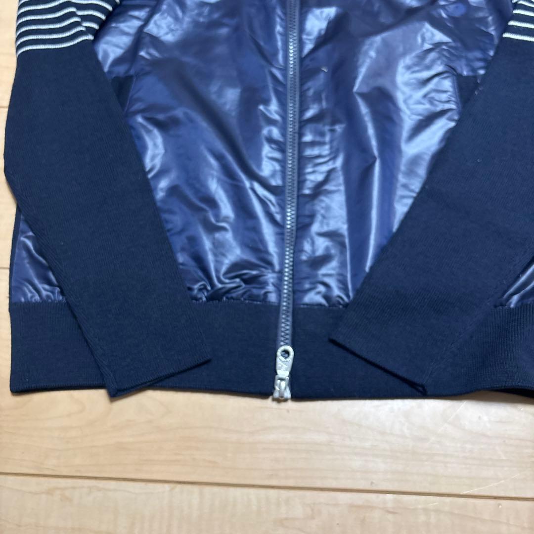 MARK & LONA ニット切替 ジップブルゾン S ネイビー ウール混