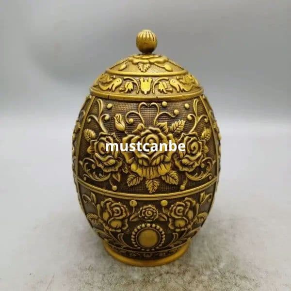 銅 細工 茶道具 浮彫り花開富貴銅缶 円形茶筒 客間 装飾品 工芸品 置物