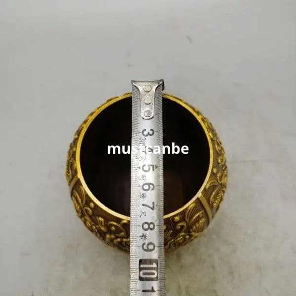 銅 細工 茶道具 浮彫り花開富貴銅缶 円形茶筒 客間 装飾品 工芸品 置物