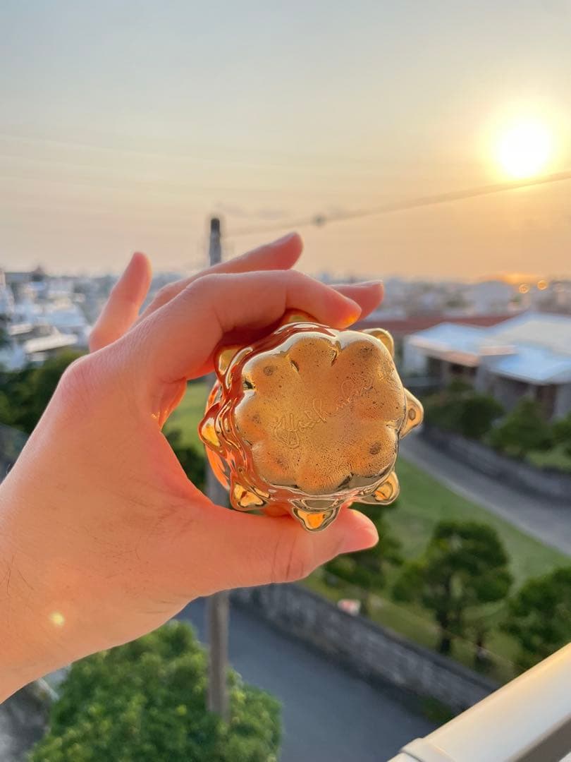 明日の朝まで特別価格。今村能章作　金色グラス専用ケース付き