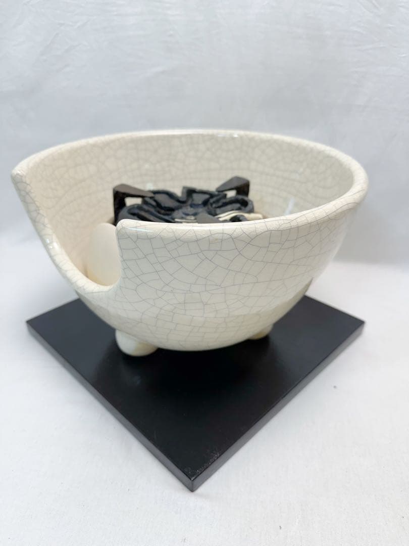 ほぼ未使用 茶道具 風炉型 電熱器 白さつま枇杷色紅鉢 野々田式 まえがわらけ箱