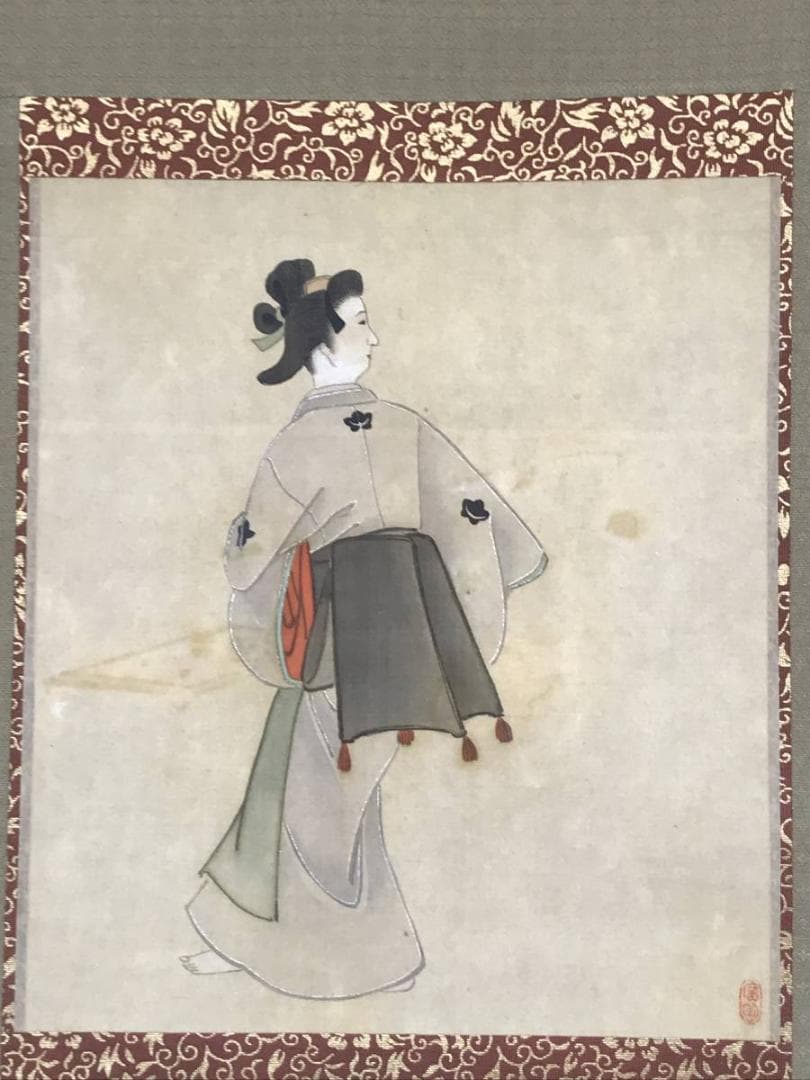 【真作】島田廣明/美人画/住吉如慶の門人/美人図/掛軸/名家伝来/AC-368