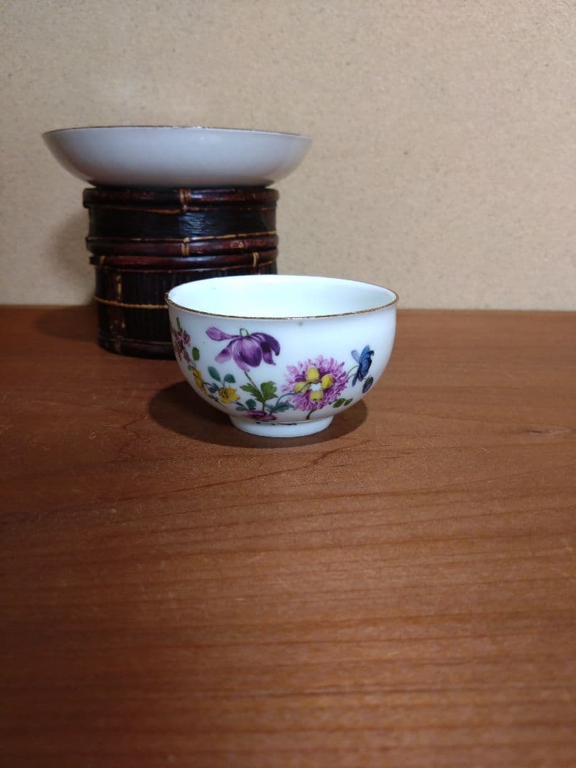 18世紀 オールドマイセン 色絵 花紋 カップ＆ソーサー 音色抜群