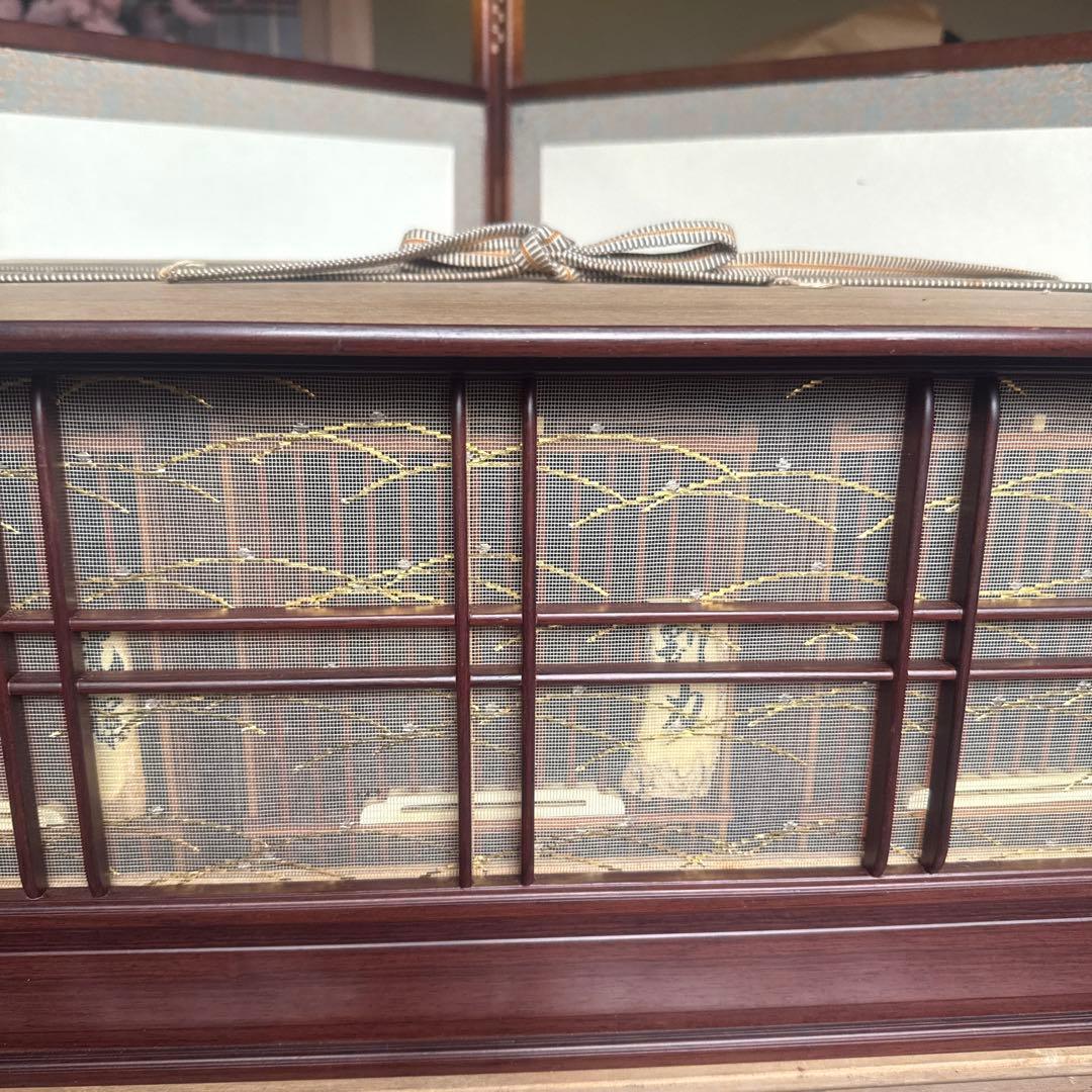 目白籠名人籠田村特注寝籠縁紫檀網戸本金糸カンザシ前止餌掛極上牙　名鳥札鹿角未使用