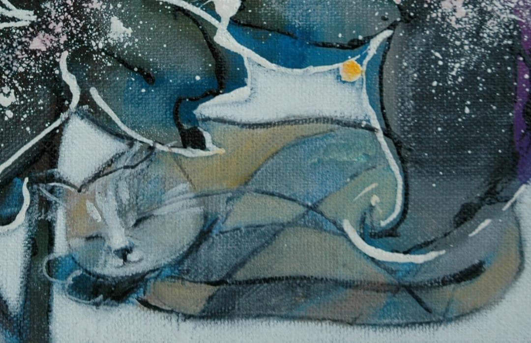 油絵 菅家令子 絵 絵画 インテリア F4-050620 可愛い子猫のお昼寝