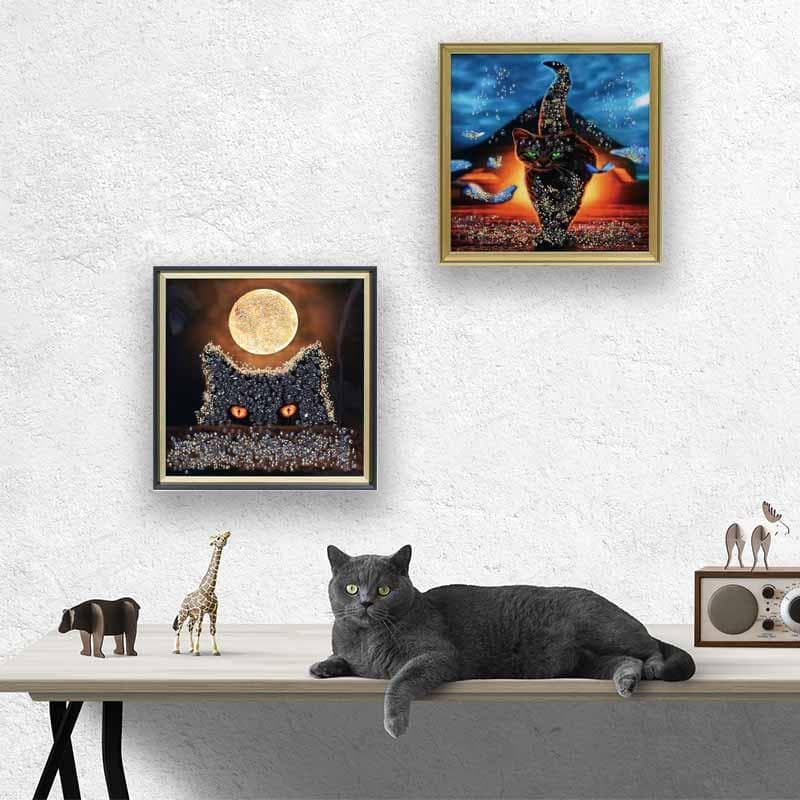 アートフレーム 黒猫 絵画 クリスタルピクチャー アートパネル
