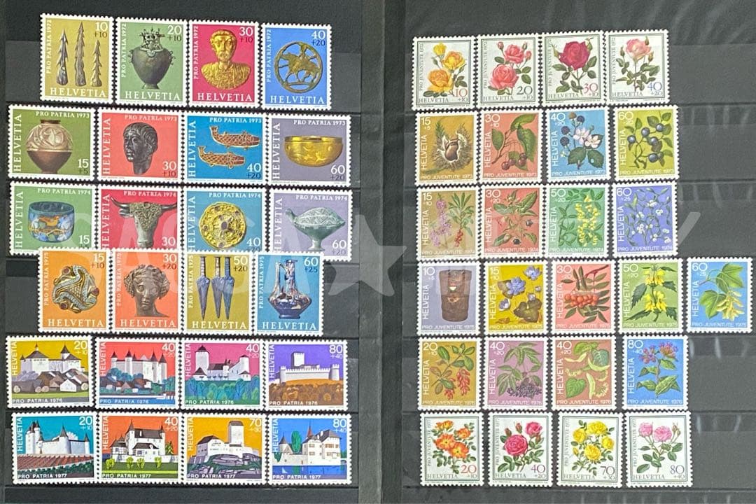 スイス切手 社会福祉 児童福祉 ストックブック付き 259枚 まとめ売り