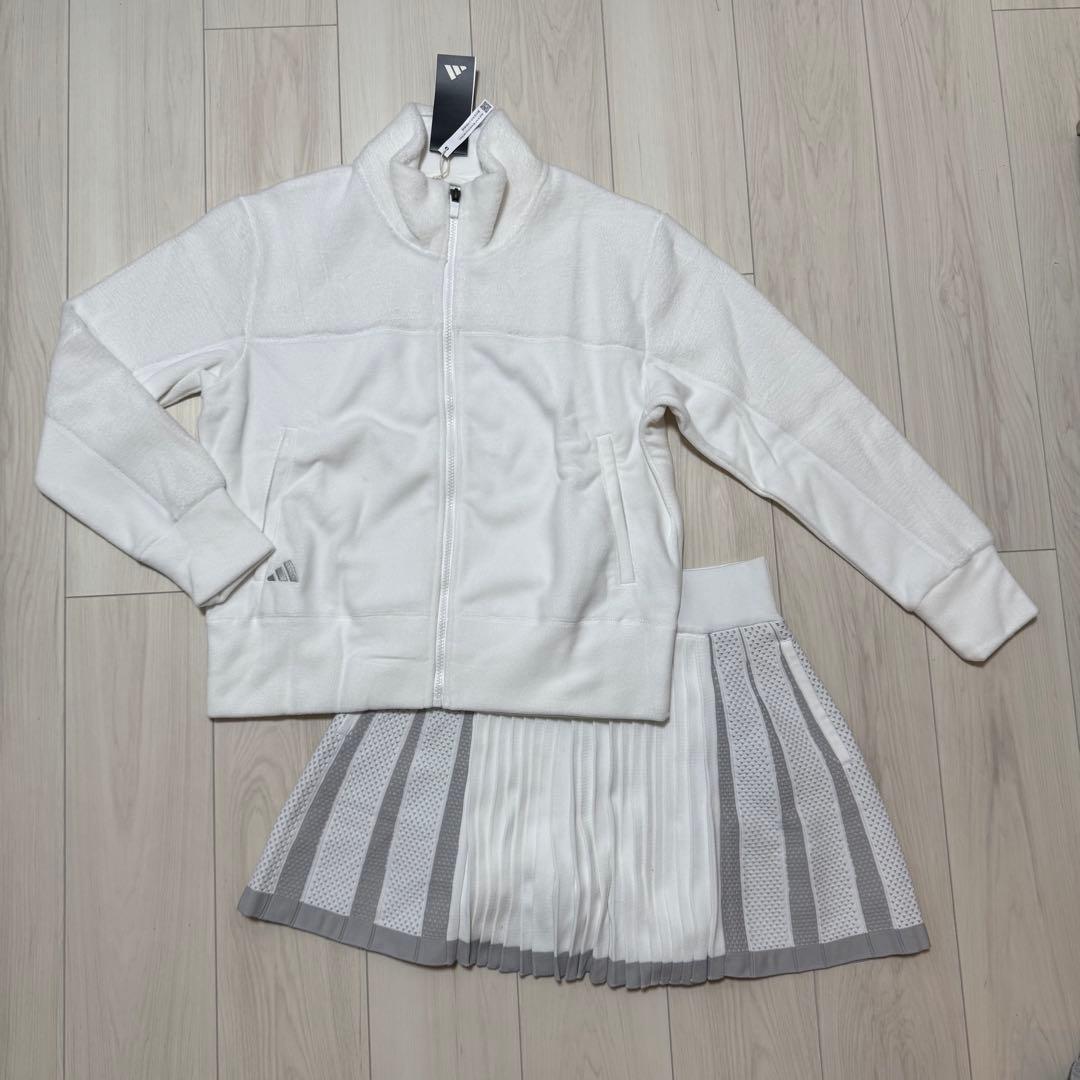 アディダス セットアップ フリース ジャケット スカート プライムニット 白