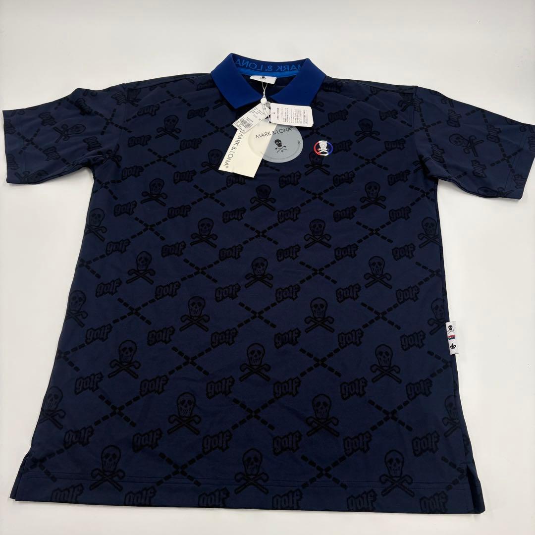 新品タグ付き　マークアンドロナ　ポロシャツ 46 M 紺 ゴルフウェア　915