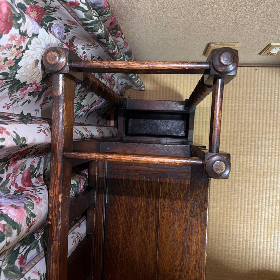 スティックスタンド　アンティーク　オーク　ベンチ　ステッキ　玄関家具