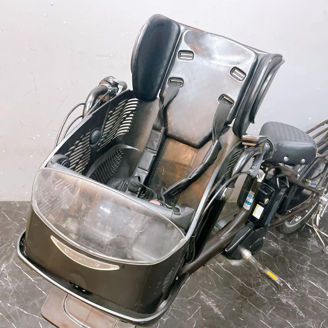 【43】子乗せ電動自転車 ブリヂストン Angelino ブラウン 3人乗り対応