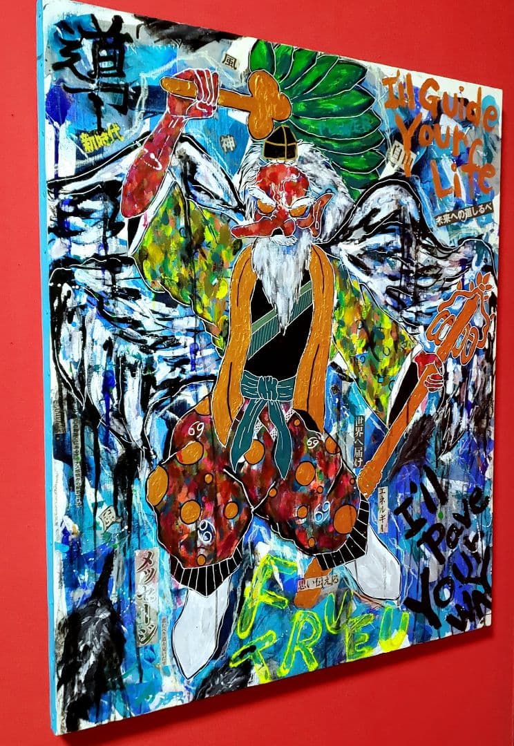 【一点物:F20号】道開きの神SARUTAHIKO-天狗【現代アート/絵画】