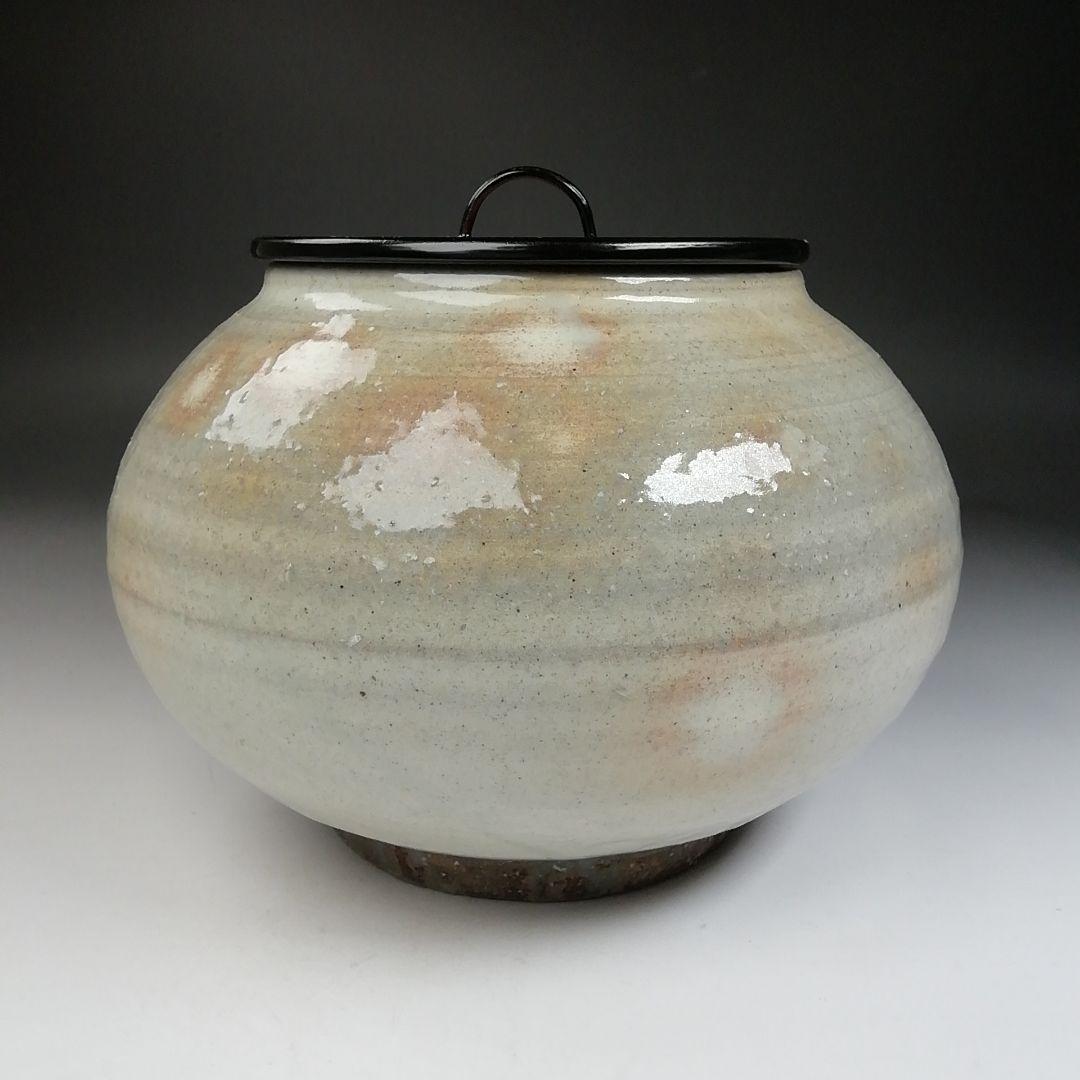 Ｔ８４３　水指　『粉引水指』『奥村考山 造』　共箱　茶道具