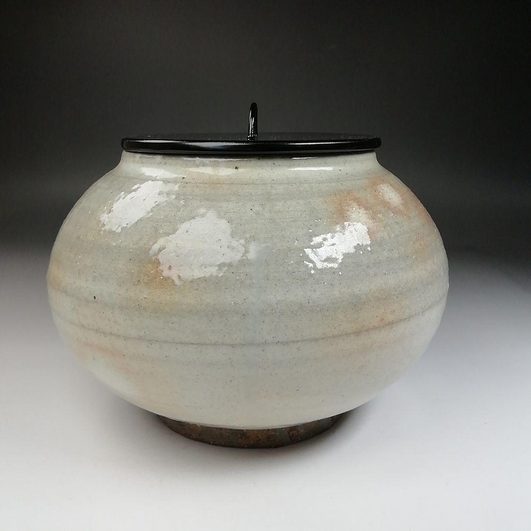 Ｔ８４３　水指　『粉引水指』『奥村考山 造』　共箱　茶道具