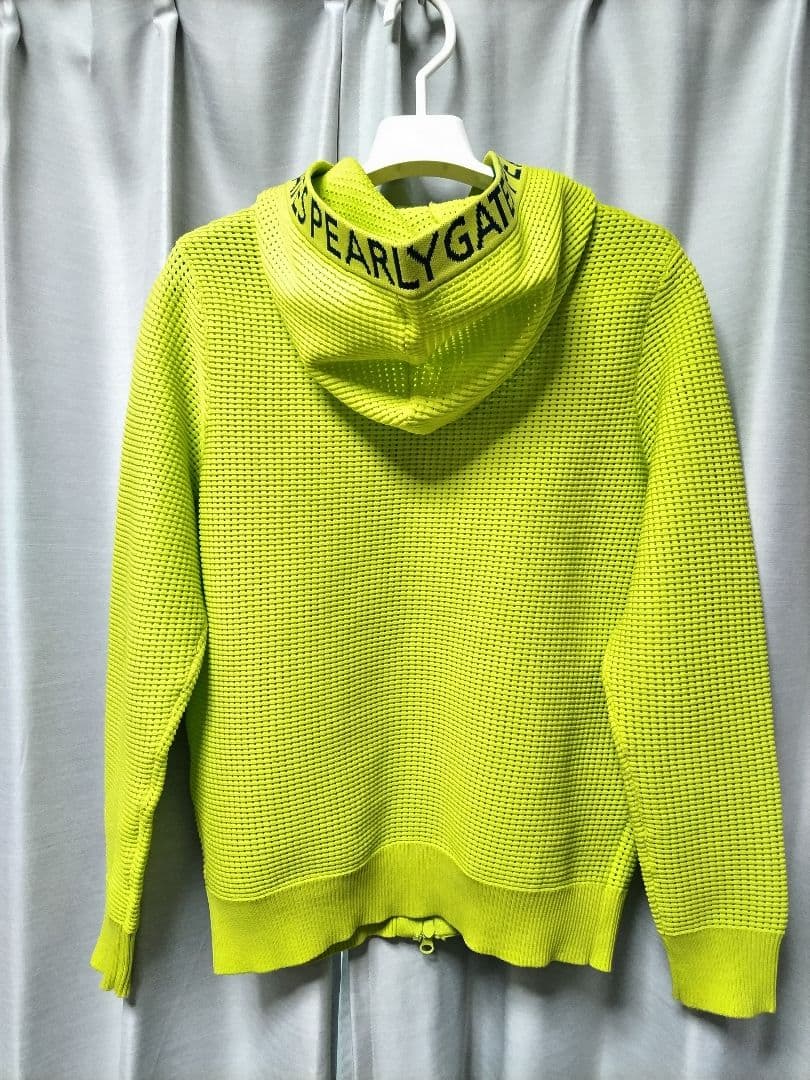 パーリーゲイツ　メッシュ　ニットパーカー　グリーンイエロー