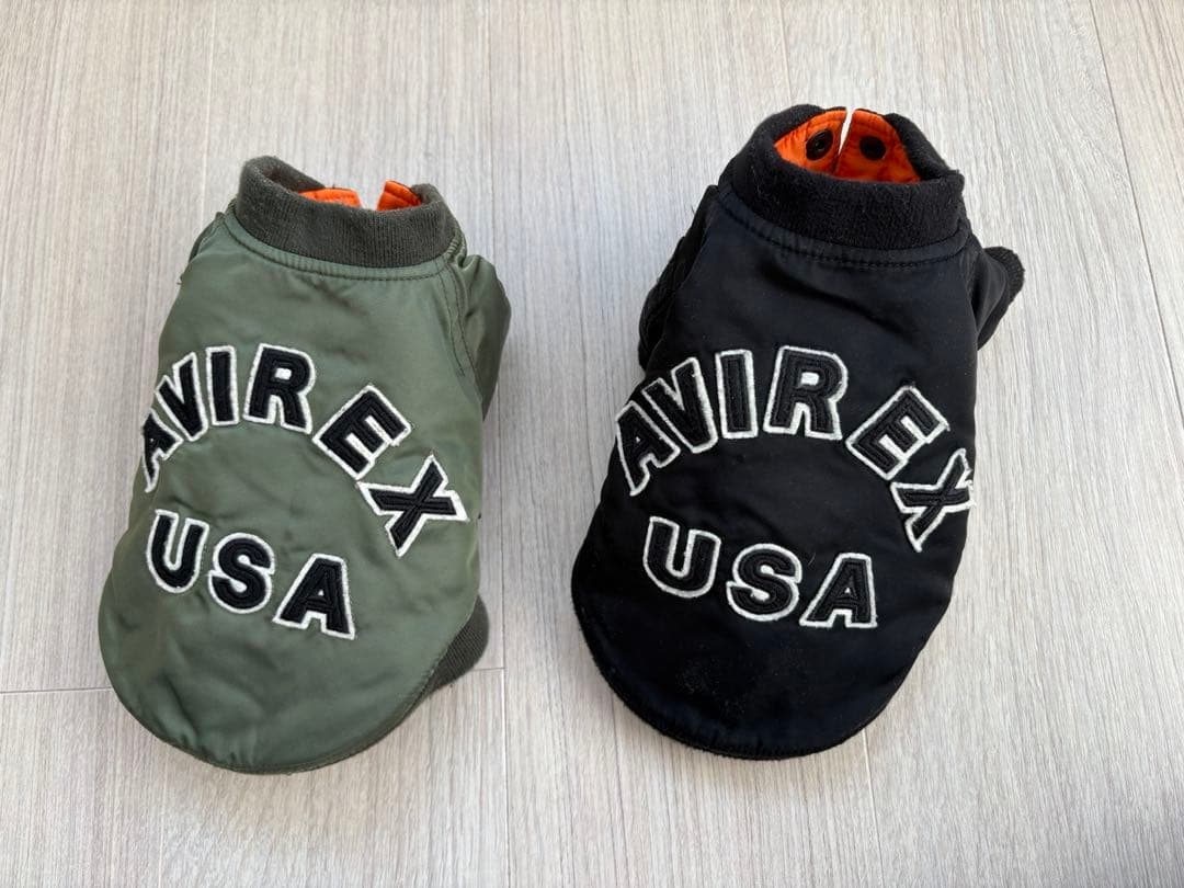AVIREX 犬服 MA-1 定番のカーキ、ブラック2枚セット　XS