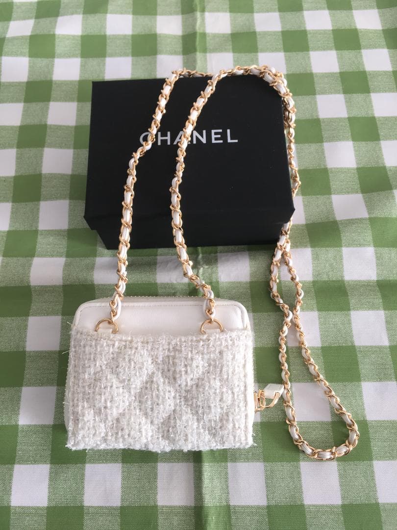 箱付き/白/ツイード ミニバッグ ミニウォレット