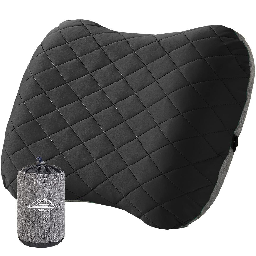 エアピロー キャンプ枕 黒 超軽量コンパクト カバー付き