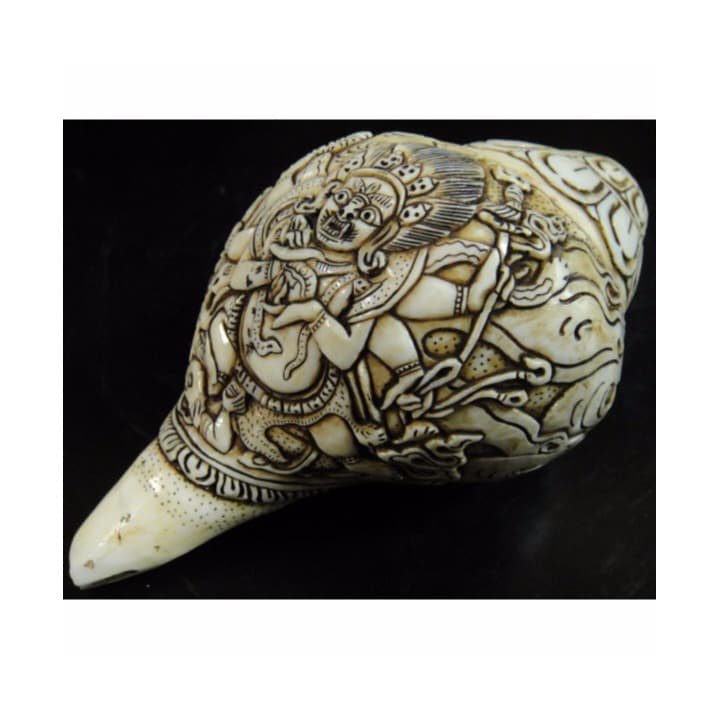 チベット密教法具　法螺貝（シャンカ）マハーカーラ（大黒天/だいこくてん）